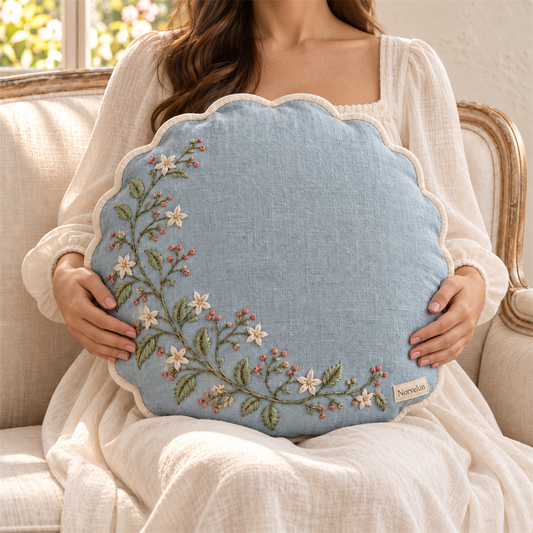 Norvelun Bellefleur Blue Scallop Cushion front product view