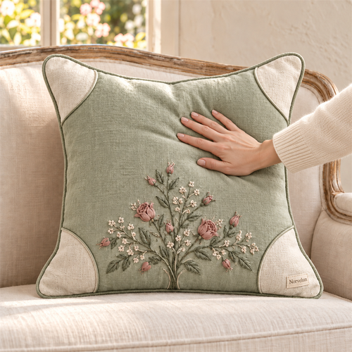 Norvelun Meadow Sage Botanical Cushion front product view