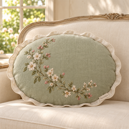 Norvelun Olive Blossom Oval Cushion front product view