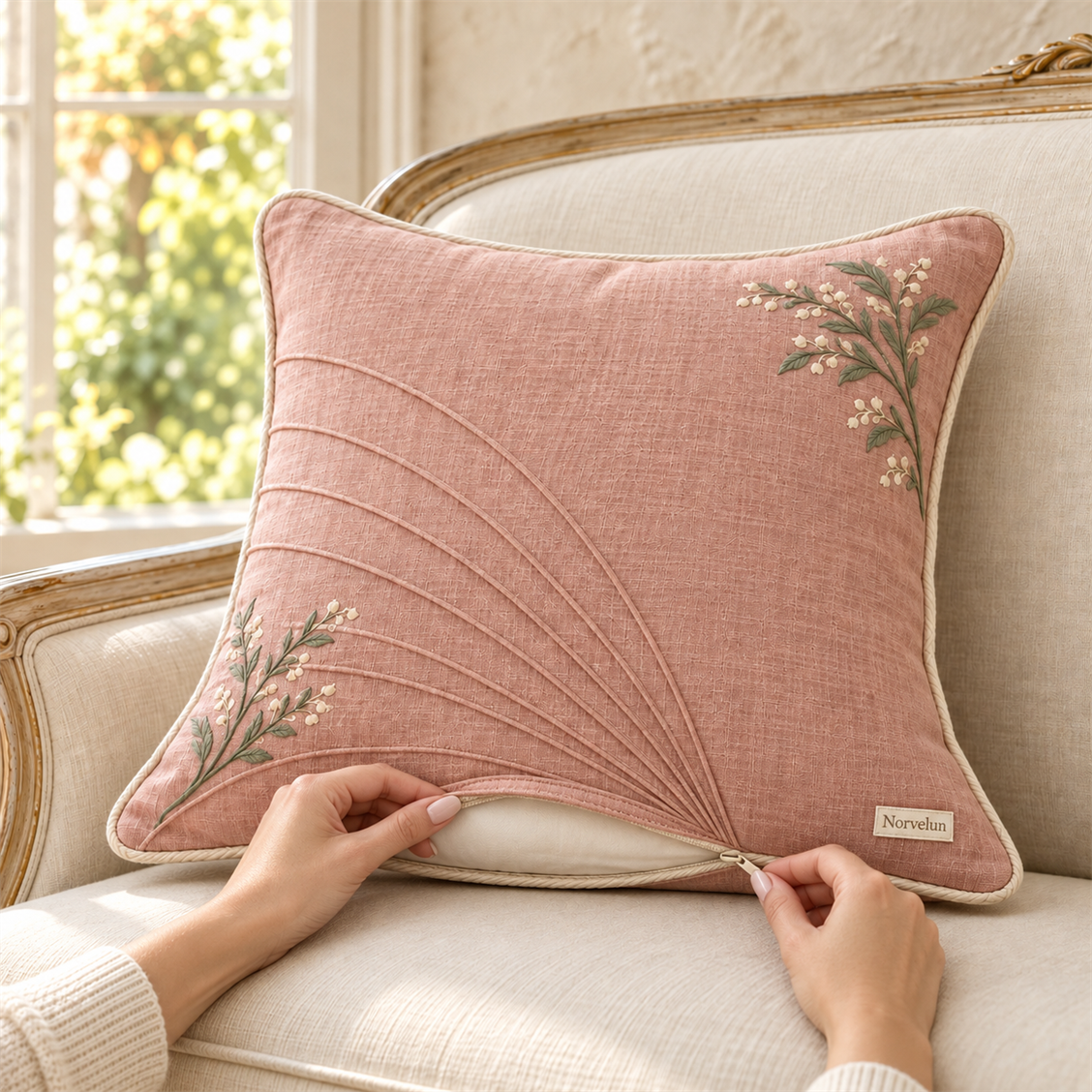 Norvelun Petal Blush Pleated Cushion front product view