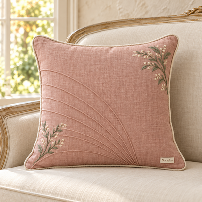 Norvelun Petal Blush Pleated Cushion styled room view