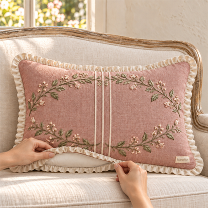 Norvelun Roseraie Blush Lumbar Cushion front product view