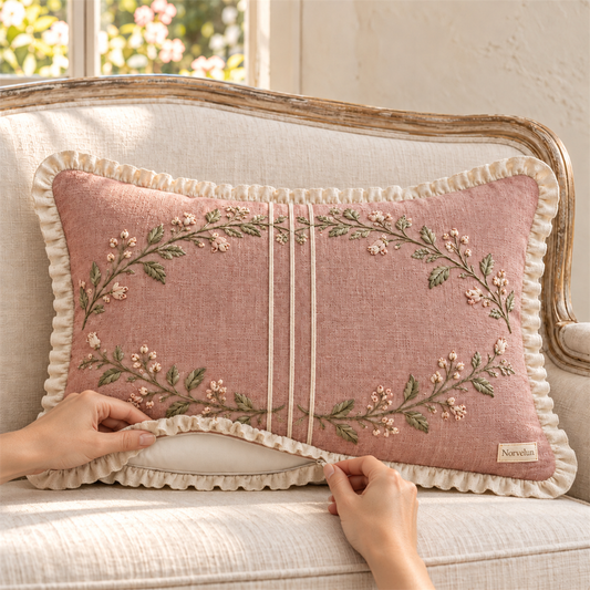 Norvelun Roseraie Blush Lumbar Cushion front product view