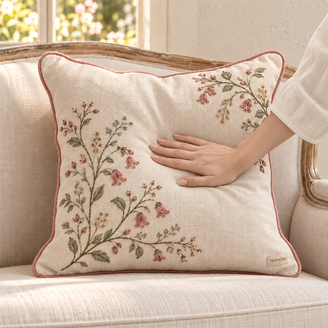 Norvelun Wildflower Linen Cushion front product view